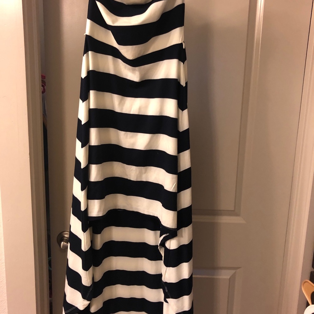 High low striped halter dress